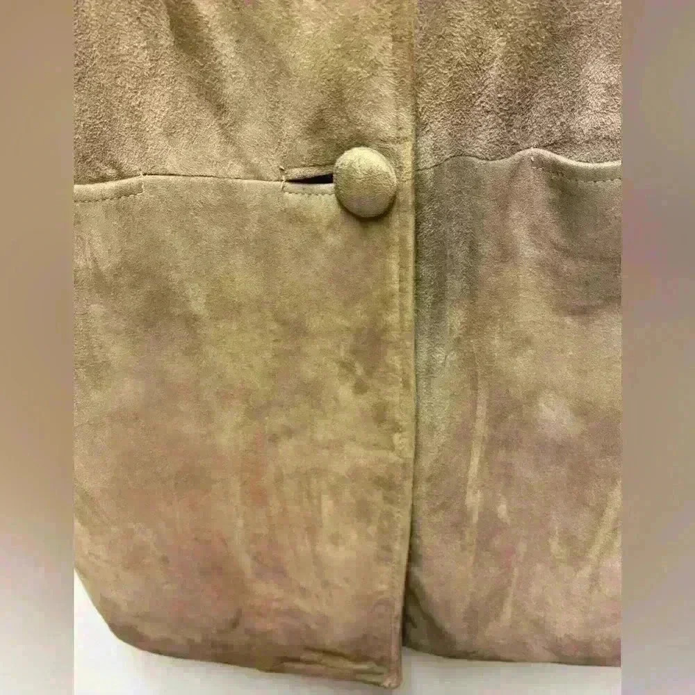 Vintage 1940s 50s Unmarked Suede Leather Coat with Detachable Fur Collar No Size - Picture 8 of 12